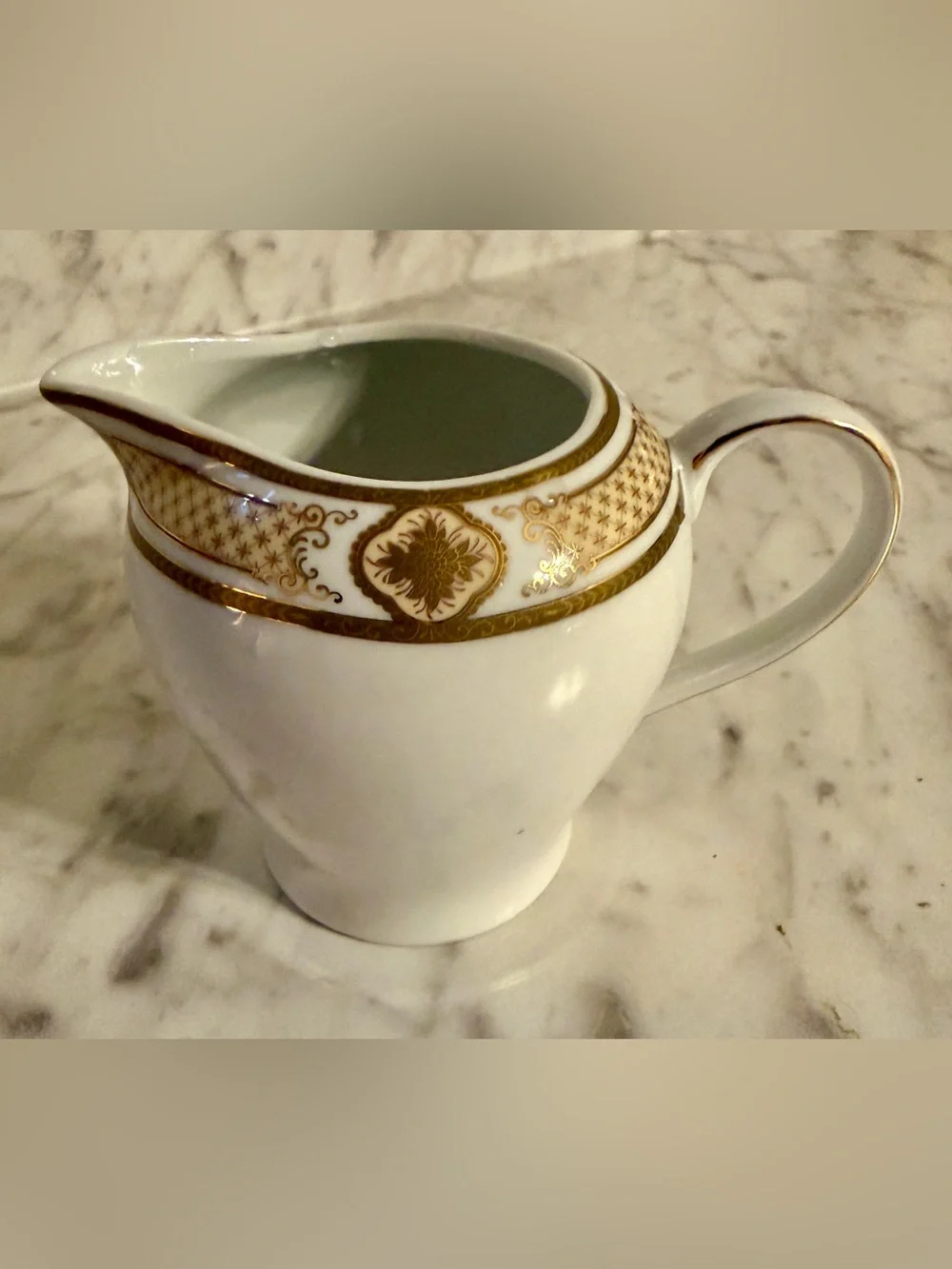 Gold Trim White Porcelain Creamer - Elegant Coffee & Tea Accessory